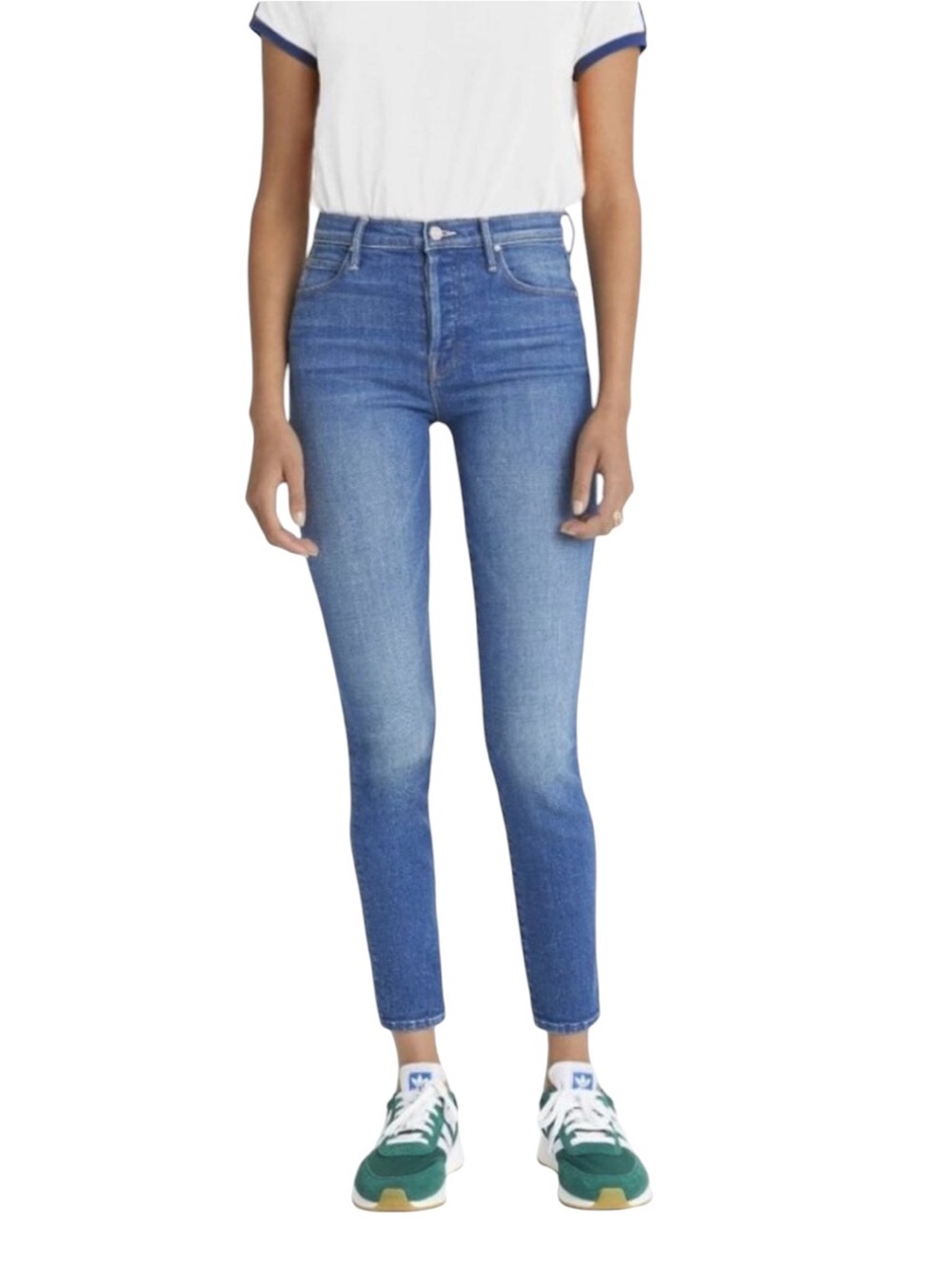 MOTHER The Super Stunner Ankle Double Vision Heart Jeans Size 25